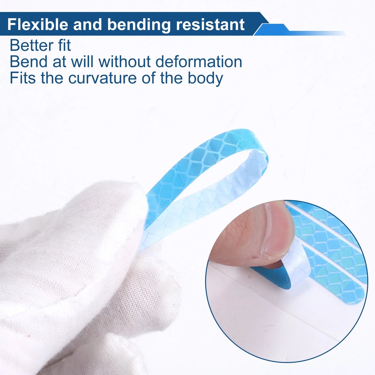 20 Pcs Arc-Shape Wheel Rim Stickers for 14"-22" Rims (Light Blue)