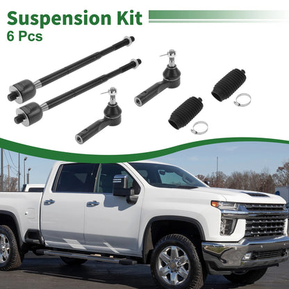 6pcs Front Suspension Kit Inner Outer Tie Rod End with Boot for Pontiac Torrent (2006–2009)