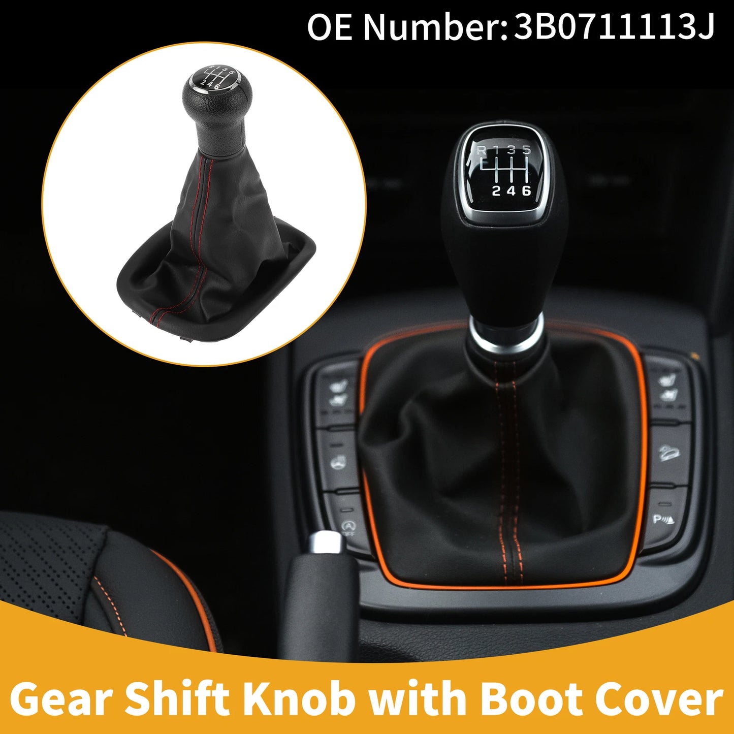 6 Speed Gear Shift Knob with Cover No. 3B0711113J for VW Passat B5.5 (1998–2004)