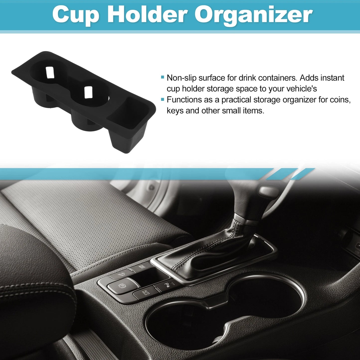 Center Console Cup Holder Organizer for Ford Maverick (2022–2025) TPE Black