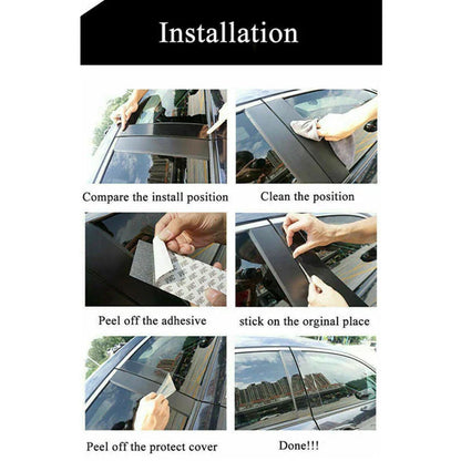 Door Window Pillar Post Cover Trim / Glossy Black / Honda Fit Jazz GK5 (2014–2019)