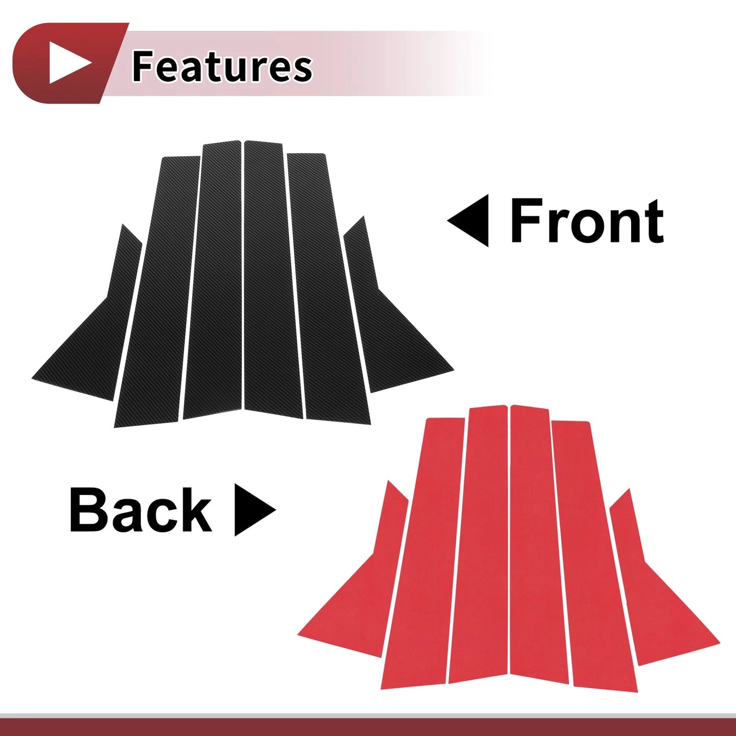 6 Pcs Door Pillar Window Trim for KIA Rio (2012–2015) Black Carbon Fiber
