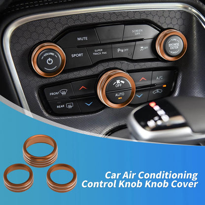 3pcs Control Switch Knob Button Cover Trim Ring for Dodge Charger (2011–2023) Orange