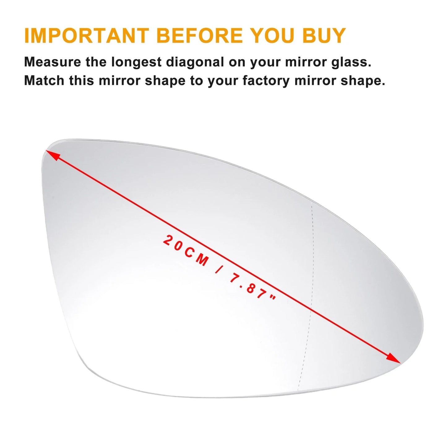 Right Side Heated White Mirror Glass for Porsche Cayenne (2011-2018)