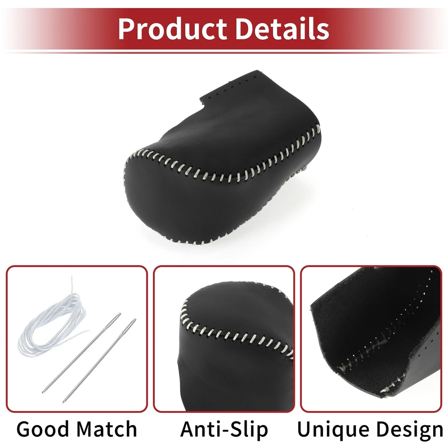 1 Pcs Gear Shift Knob Cover for Honda HR-V (2023–2024) Black Grey Faux Leather