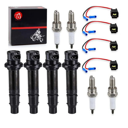 4x Ignition Coil & Plug w/Spark Plug for Yamaha YZF-R1 (2002–2006)