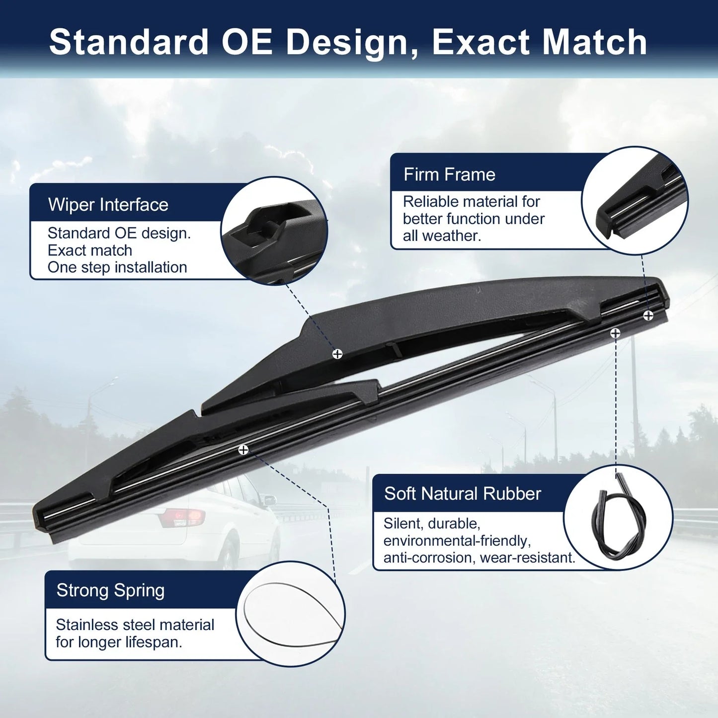 2 x 200mm 8" Rear Windshield Wiper Blades for Lexus CT200h (2011-2016)