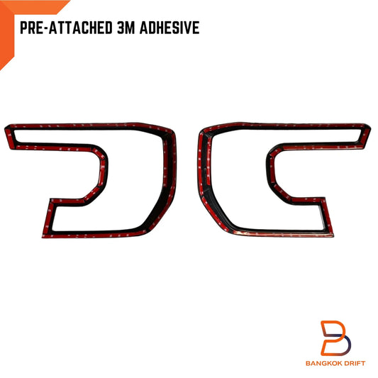 Matte Black Red Headlight Cover Trim for Ford Ranger Raptor (2022-2025)