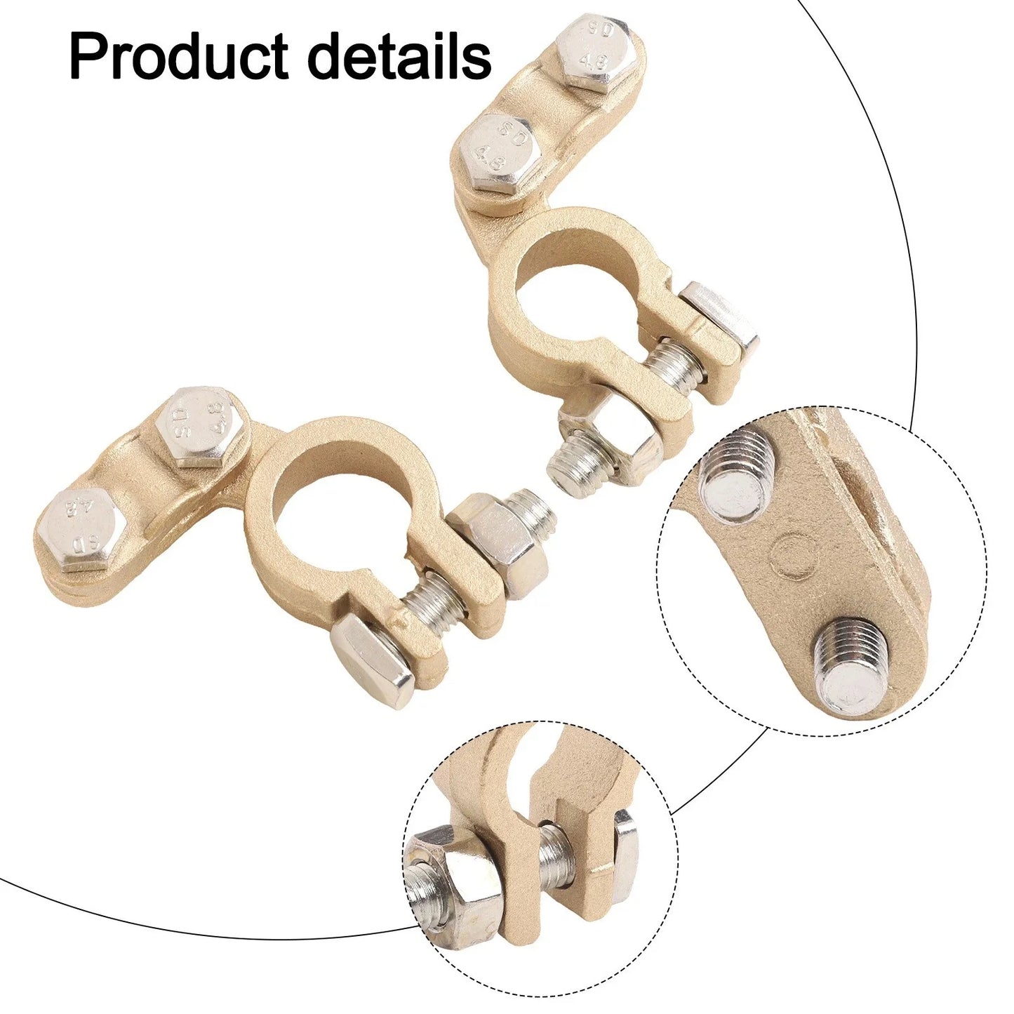 2 x Battery Pole Terminals with Clear Labels