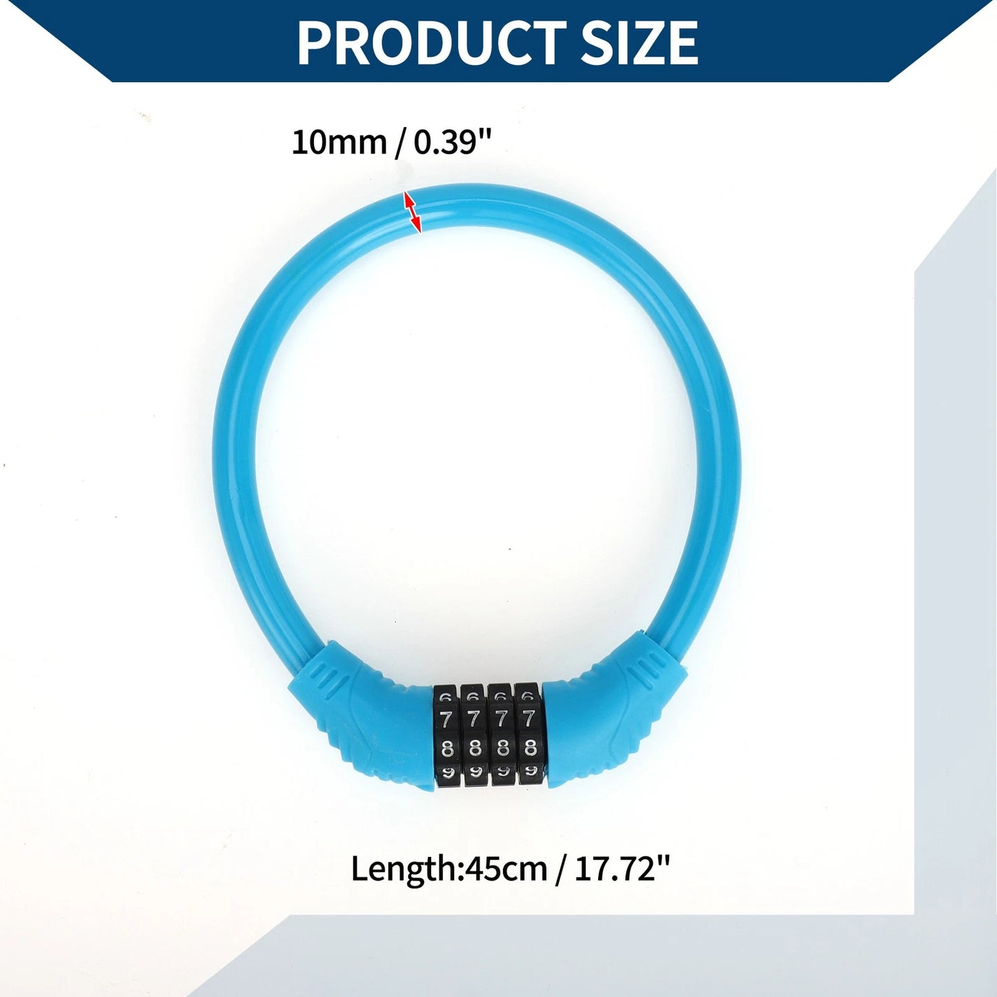 Bicycle Lock Ring Anti-Theft Resettable 4 Digit Mini Lock Blue