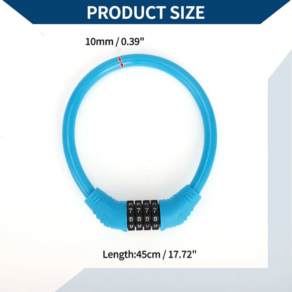 Bicycle Lock Ring Anti-Theft Resettable 4 Digit Mini Lock Blue