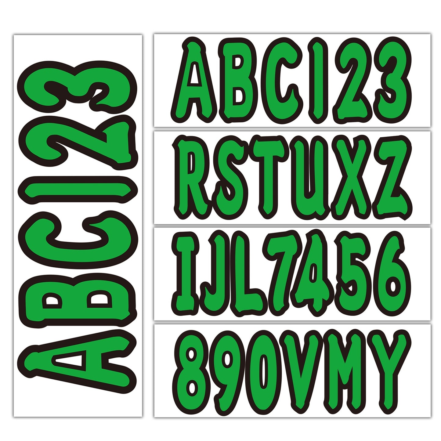 3" Boat Registration Numbers and Letters Decals Custom Green