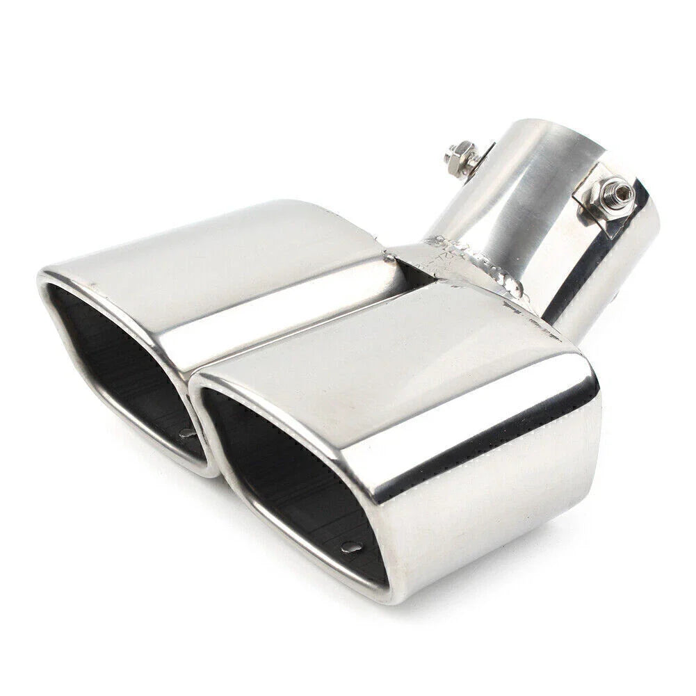 Dual Exhaust Pipe Tail Muffler Tip for Car - Chrome Throat Tailpipe