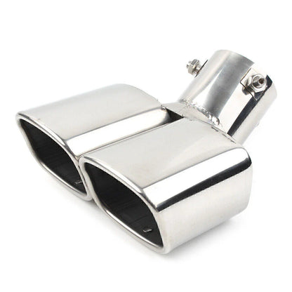 Dual Exhaust Pipe Tail Muffler Tip for Car - Chrome Throat Tailpipe