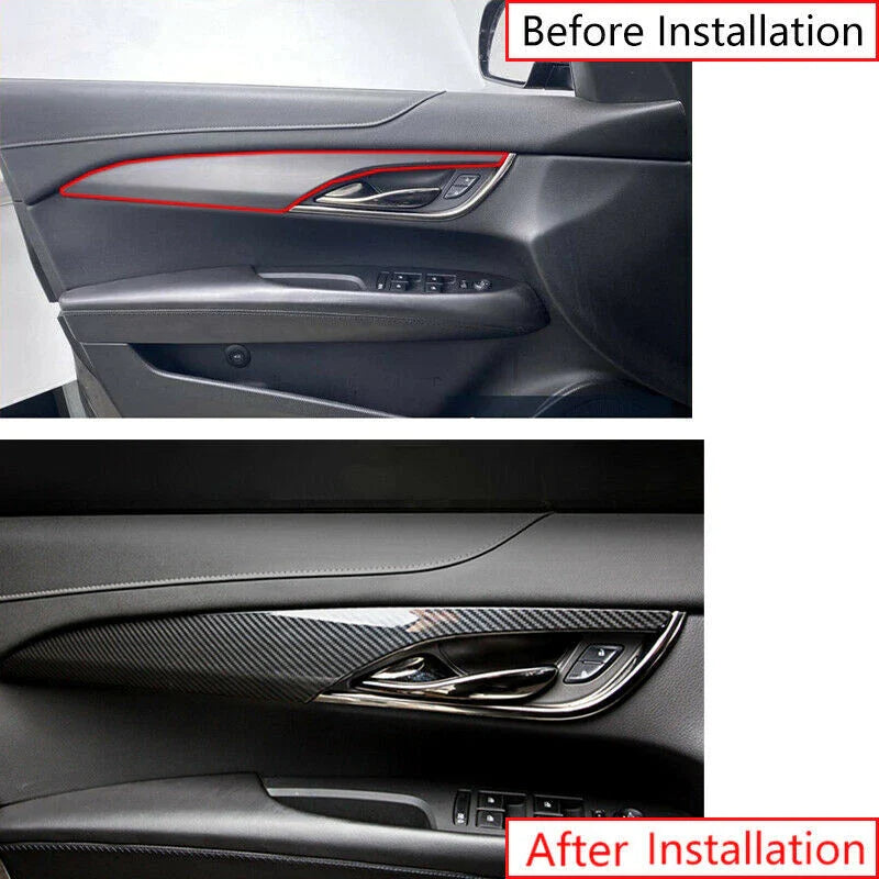 7PCS Carbon Fiber Door Panel Dashboard Cover Trim for Cadillac ATS (2013–2019)