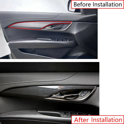 7PCS Carbon Fiber Door Panel Dashboard Cover Trim for Cadillac ATS (2013–2019)