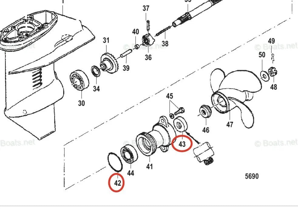 Lower Gearcase Seal & O-ring Kit for Mercury Mariner Outboard