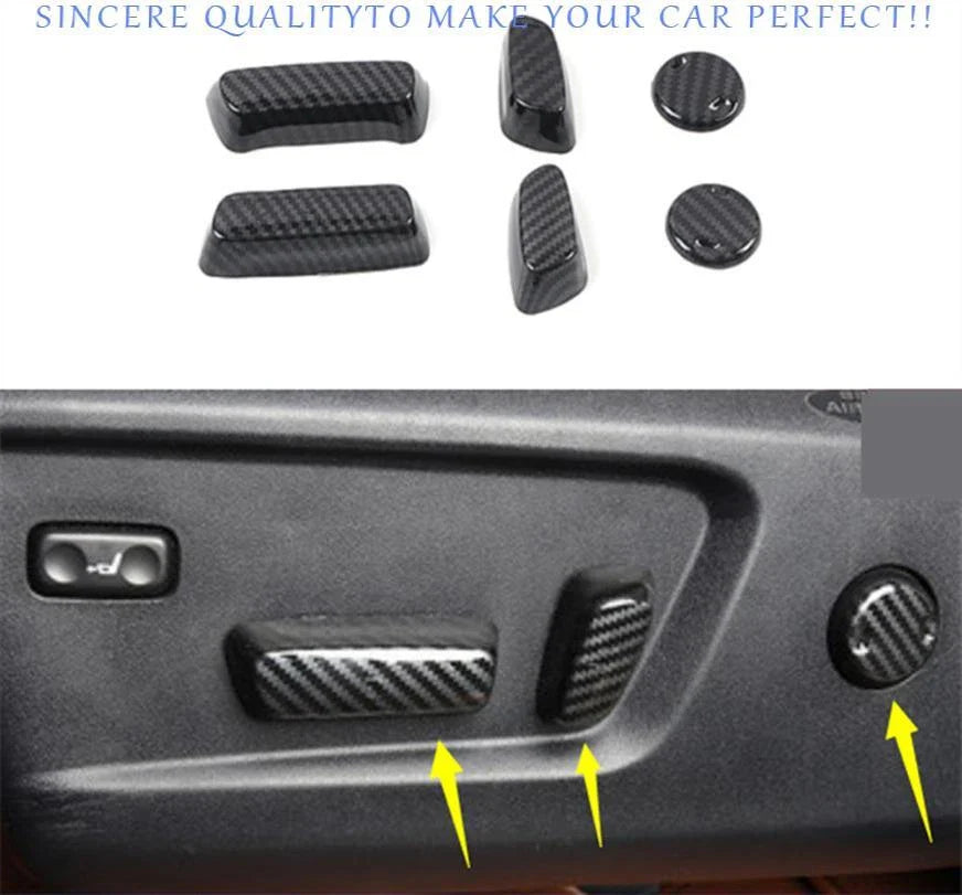 ABS Carbon Fiber Power Seat Control Cover 6pc for Toyota Tundra (2014–2021)