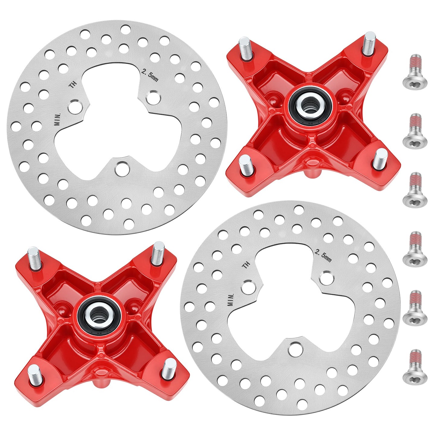 Set of 2 Red Wheel Hubs with Brake Discs for Honda TRX250X (2009–2014)