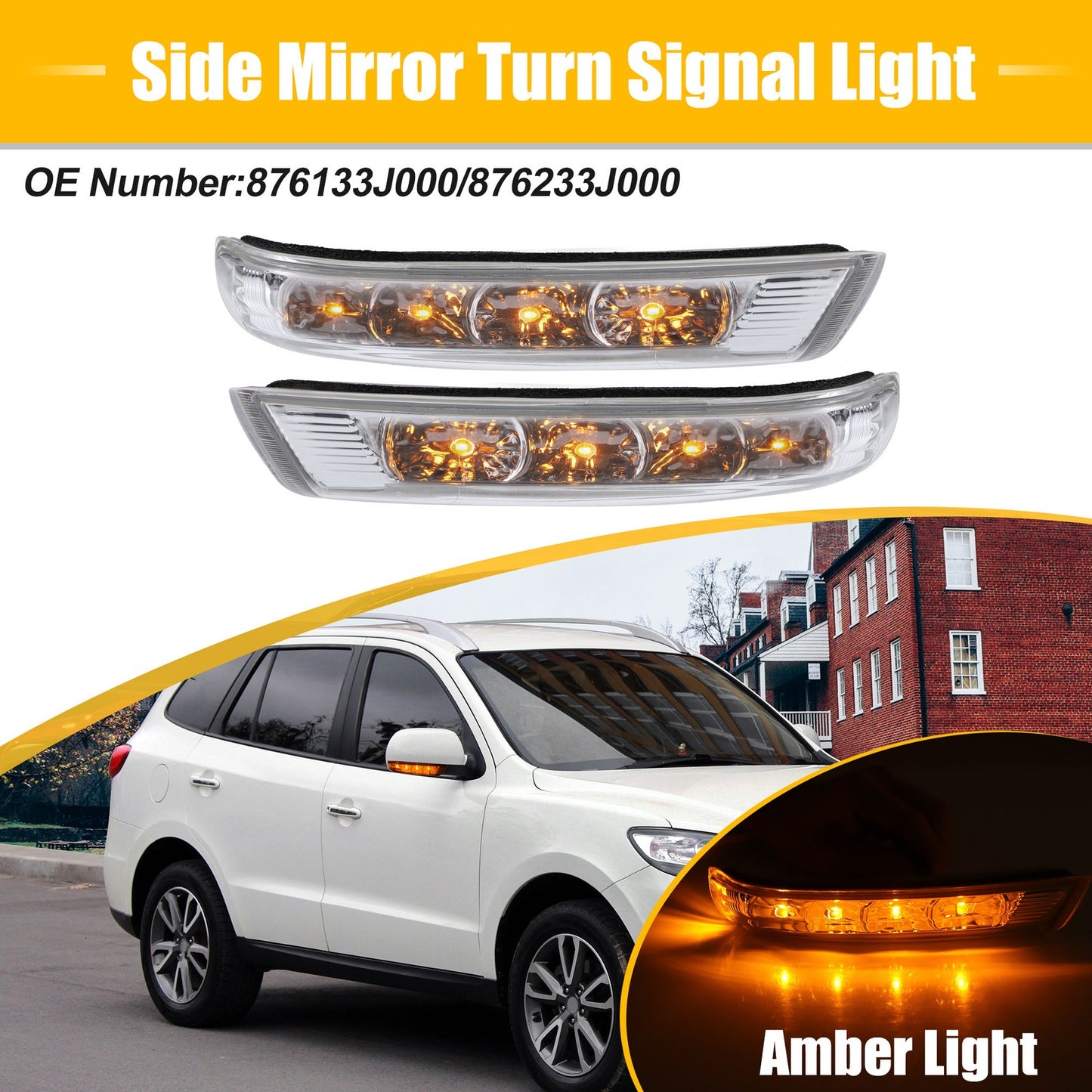 1 Pair LED Mirror Turn Signal Lights for Hyundai Santa Fe (2007–2012)