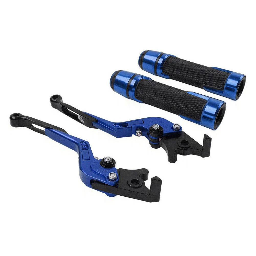 Blue Extendable Brake Clutch Lever Grip Set for Yamaha YZF R1 R6