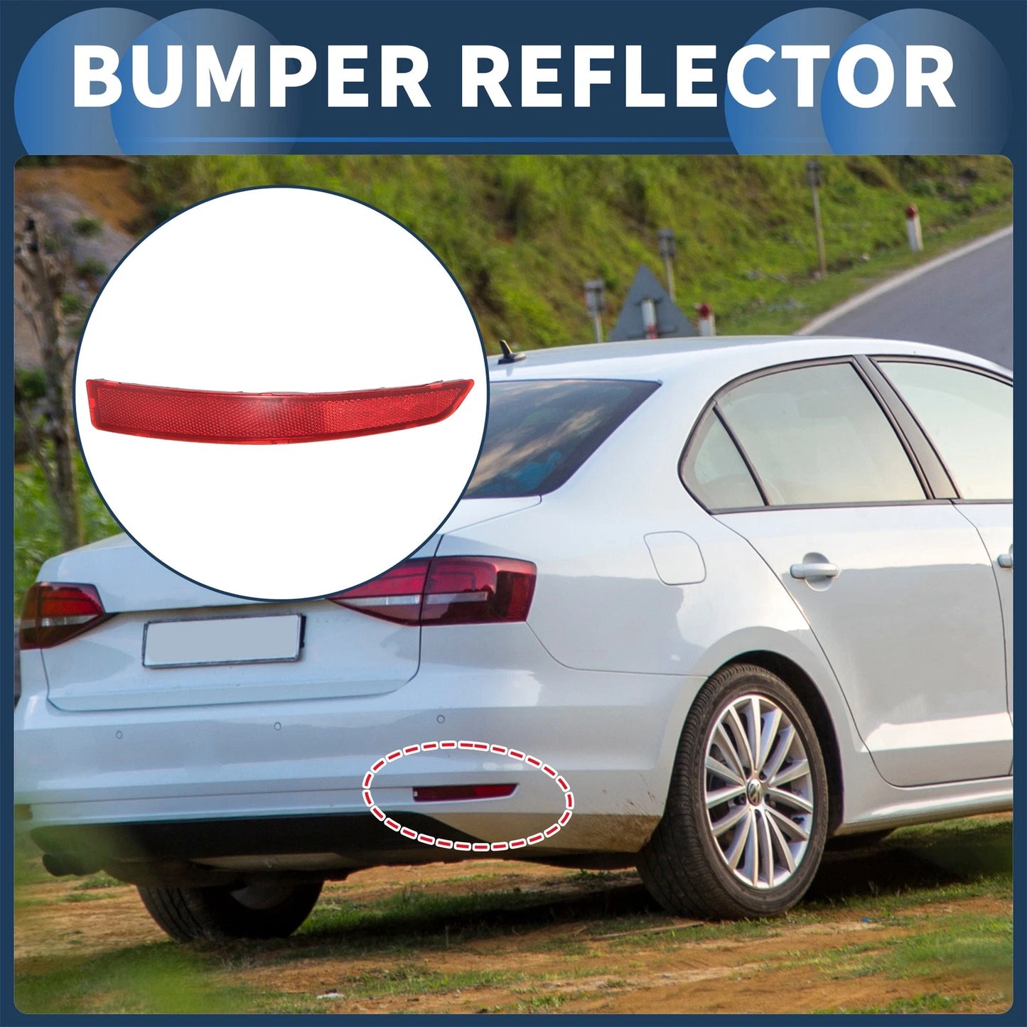 Bumper Reflector No.5C6945106B for VW Tiguan (2010–2017) Red Rear Right