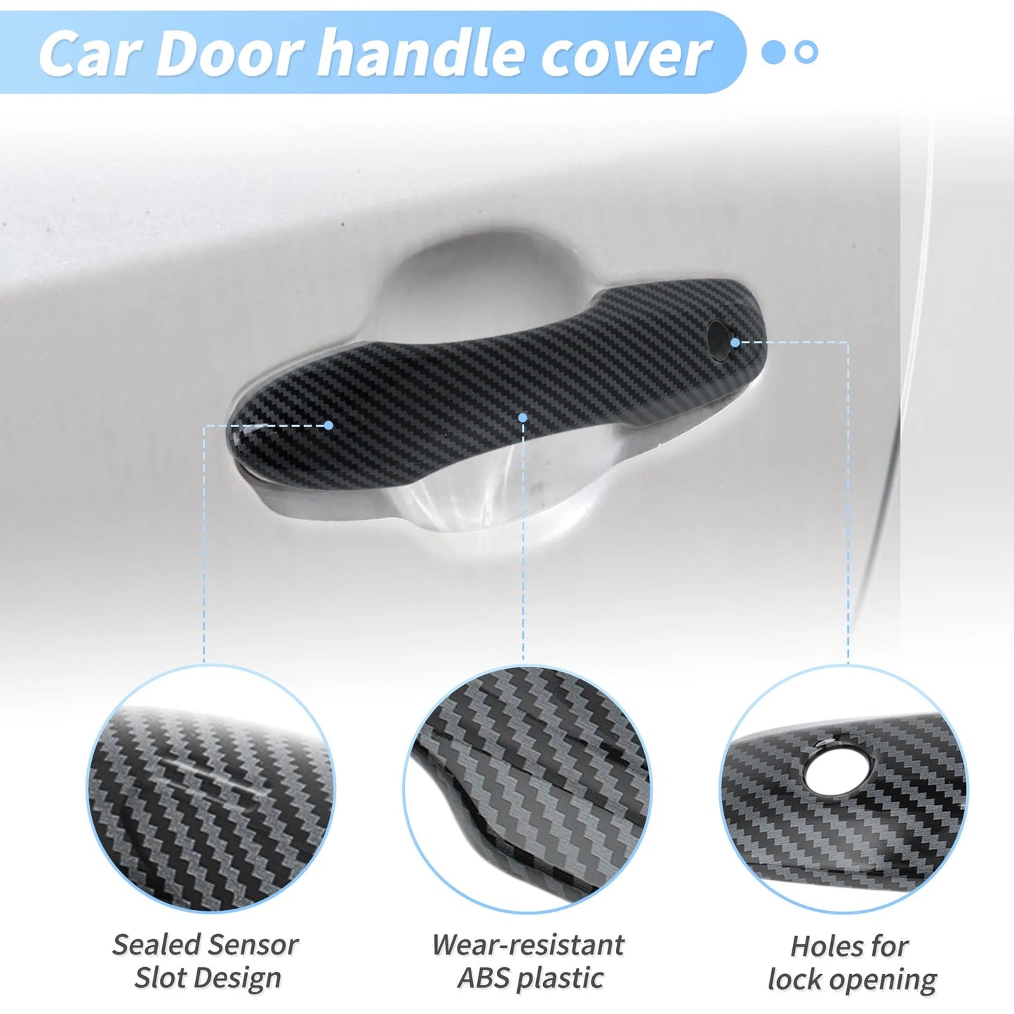 Door Handle Cover Protector for Toyota Camry Corolla (2019–2025) Carbon Fiber Black