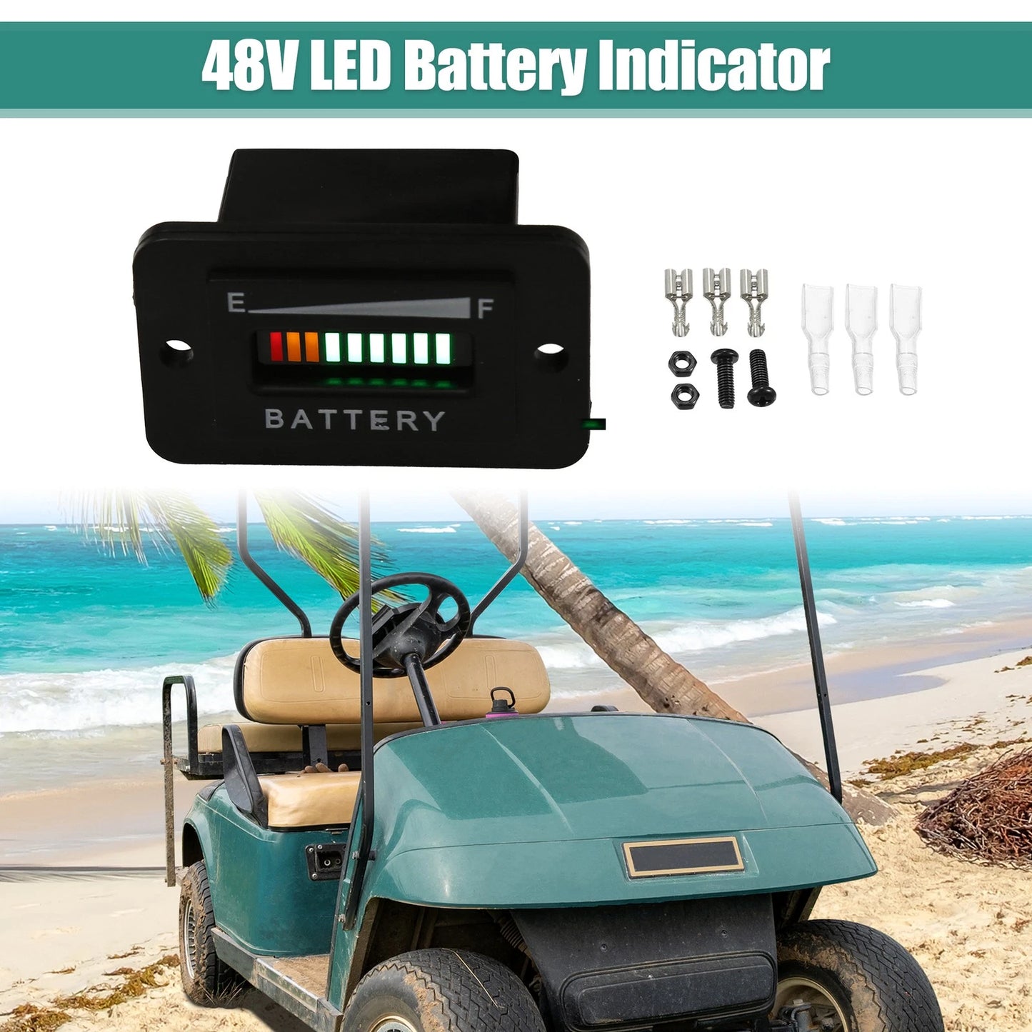 48V LED Battery Gauge Meter for EZGO, Yamaha Golf Cart, Club Car