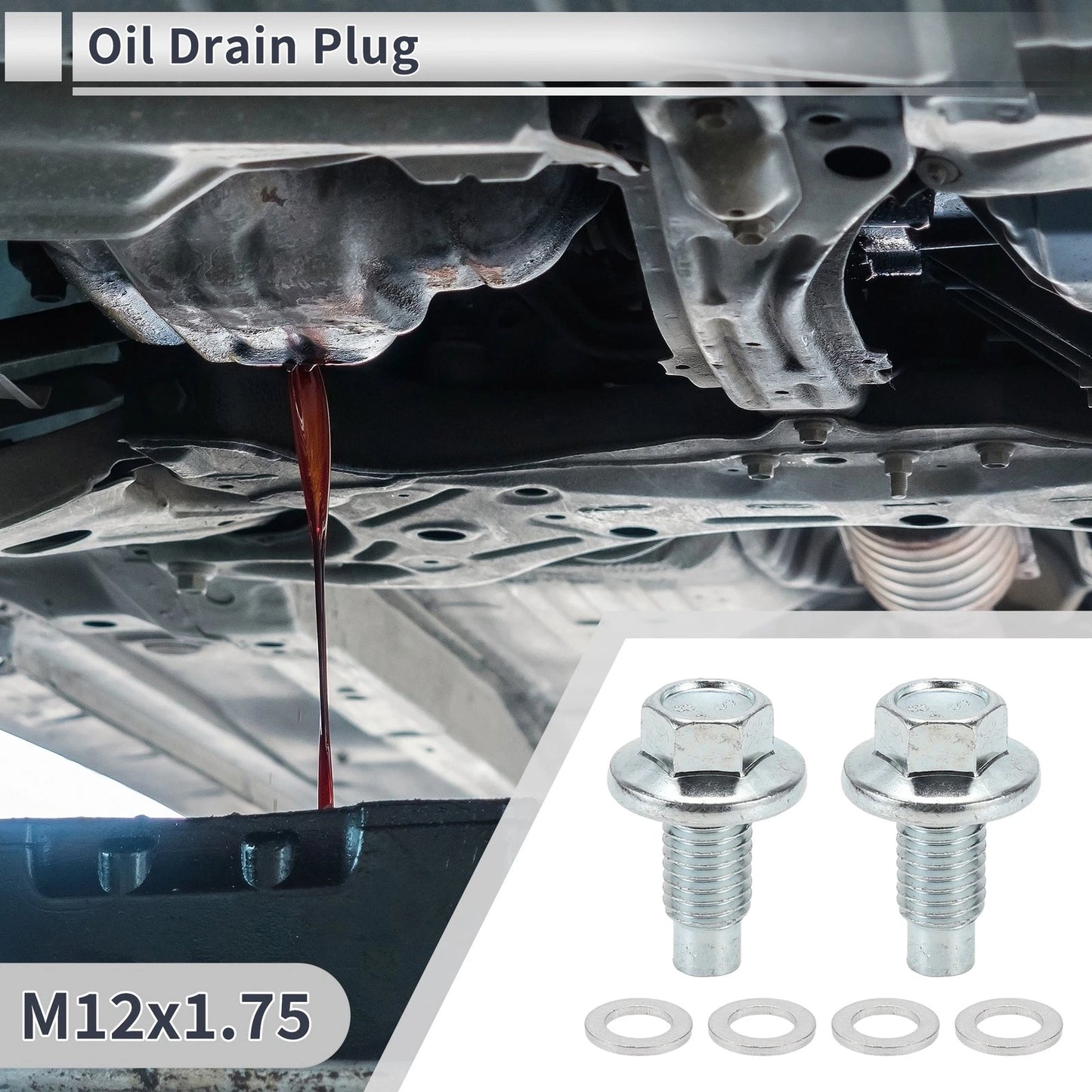 Set of 1 M12x1.75 Engine Oil Drain Plug with Gasket for Car Motorcycle