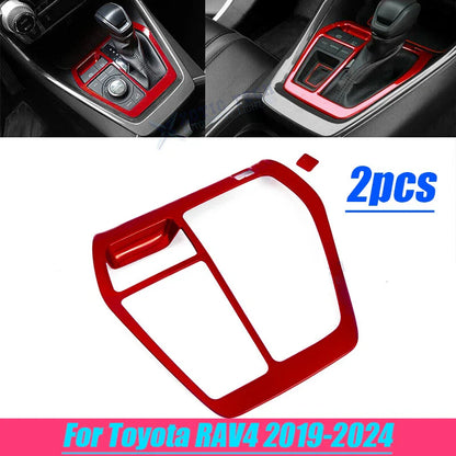 Glossy Red Console Gear Shift Overlay Trim for Toyota RAV4 (2019–2024)