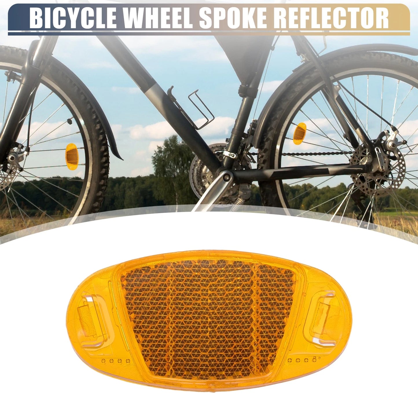 2X Bicycle Warning Reflectors for Bike (2.76"x1.38"x0.31", ABS, Yellow)