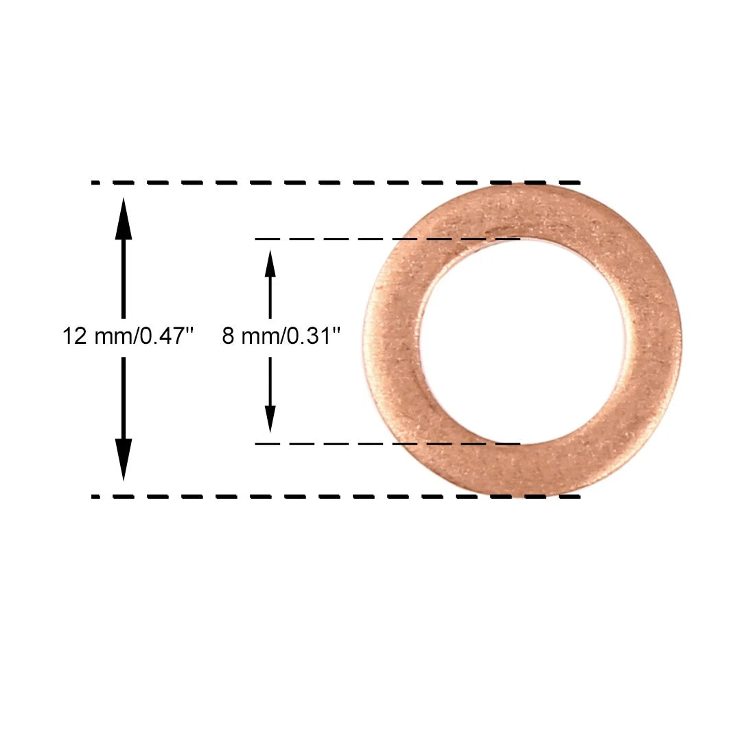 Set of 30 Copper Washer Flat Sealing Gasket Ring Spacer 8 x 12 x 1.5mm