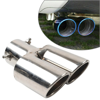 Dual Steel Rear Exhaust Pipe Tail Muffler Tip for Universal Fit (No Year Specified)