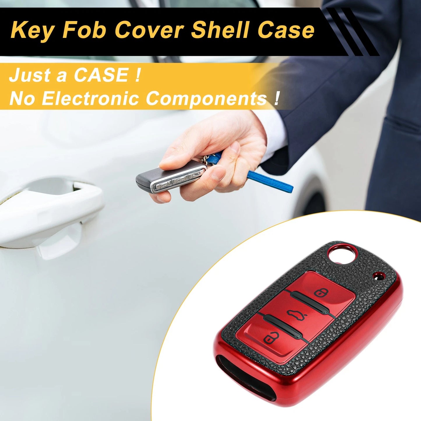 Red TPU Car Key Case for VW Up (2011–2023) - 3 Buttons