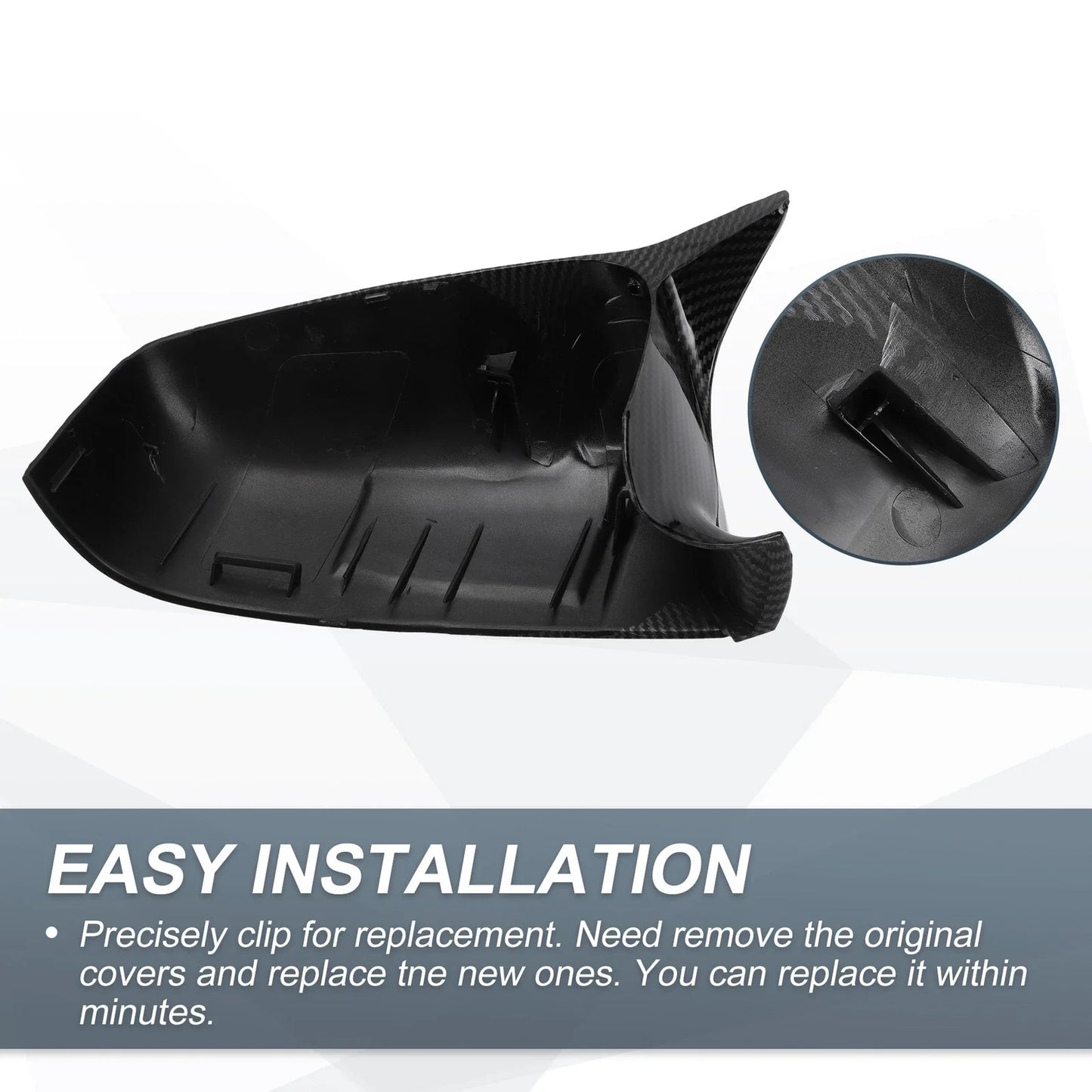 Rearview Mirror Cover Cap Black Carbon Fiber for BMW E60 E61 F10 F11 E63