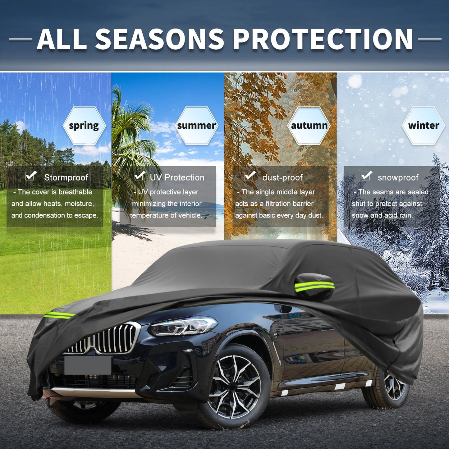 Waterproof Car Cover 212D-PU for BMW X3 F25/G01 (2010–2024) with Zipper