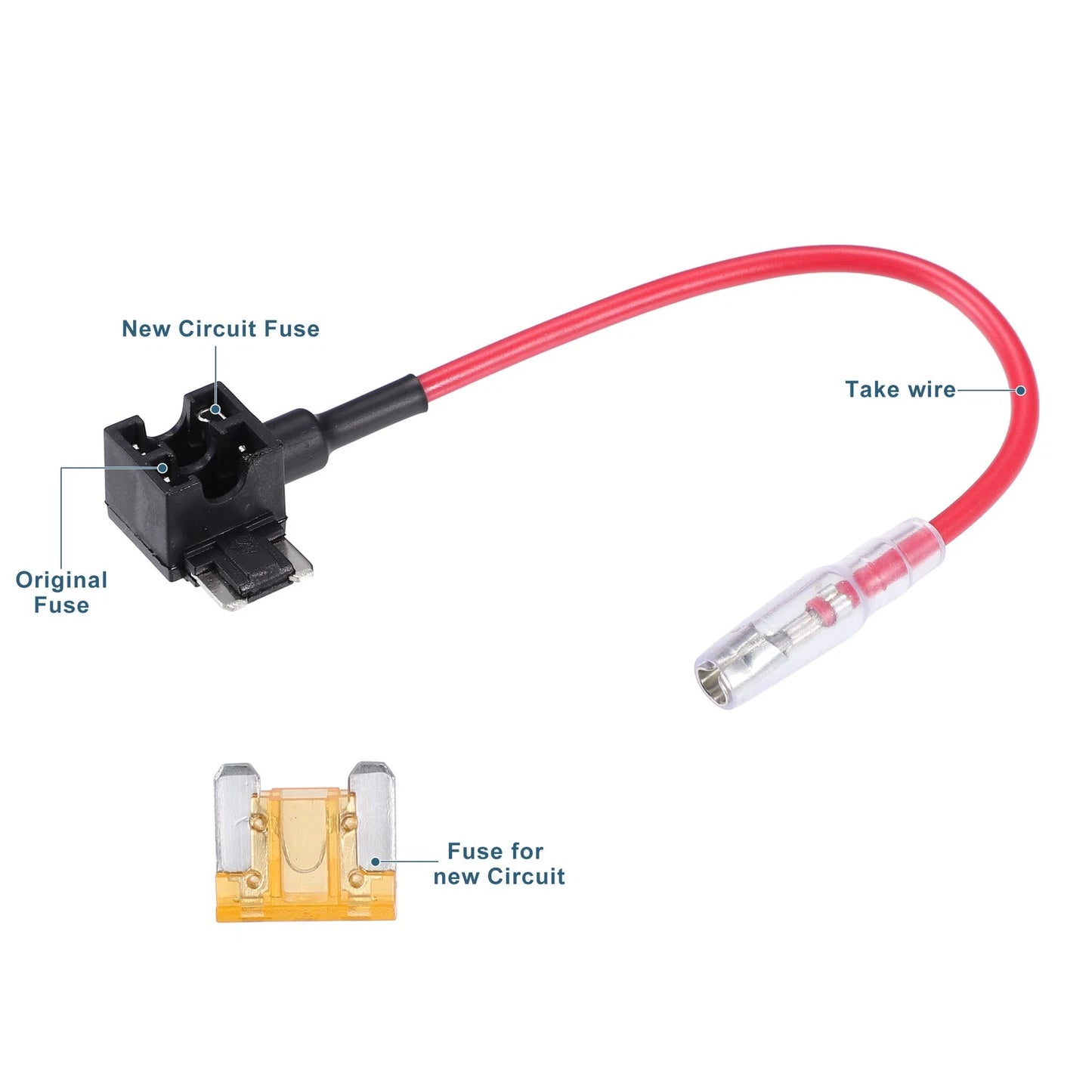 32V Low Profile Mini Fuse Adapters with 5A Fuses for Car (Various Years)