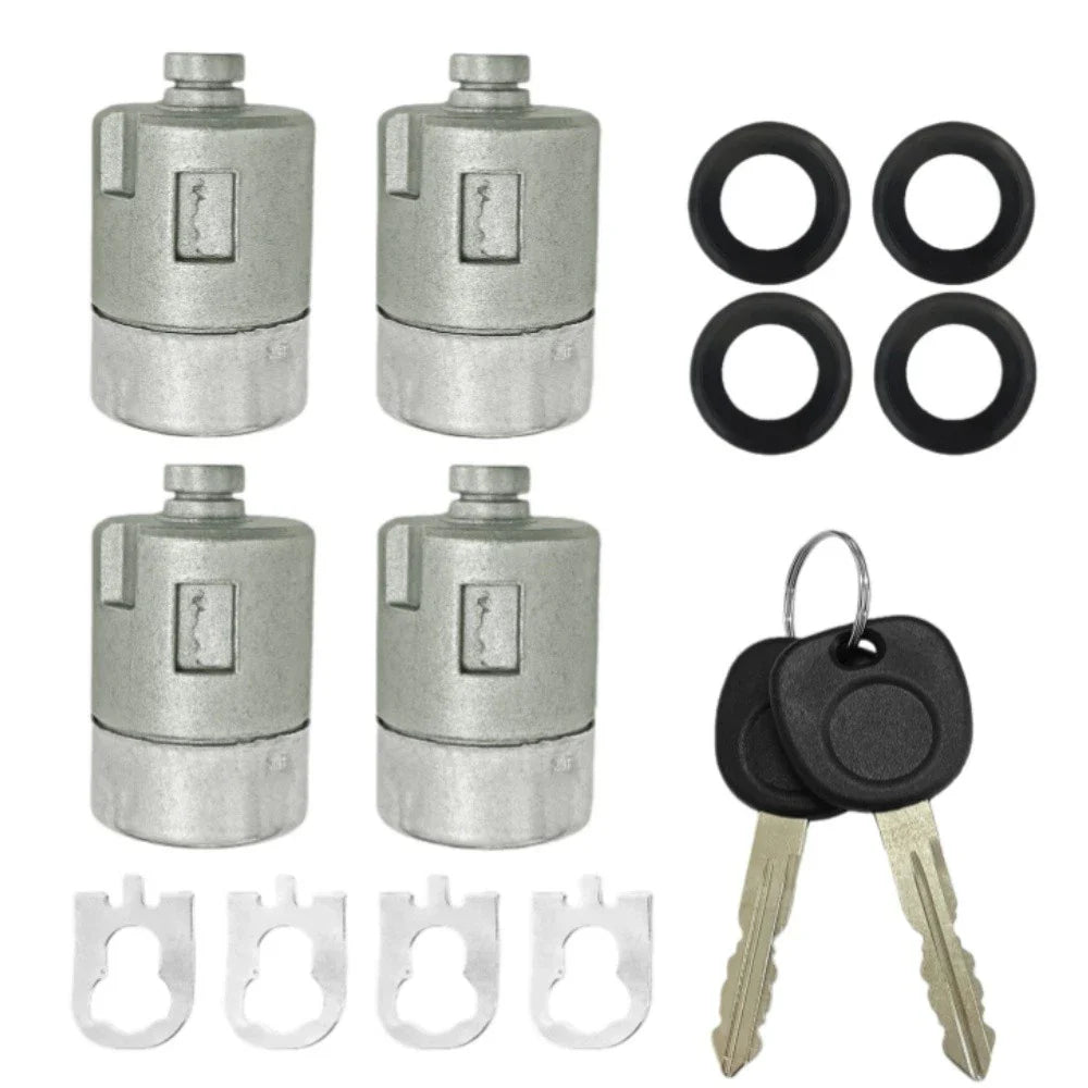 4 Pcs Door Lock Cylinder & 2 Keys for Chevrolet Express Savana 1500 2500 3500 (2003-2023)