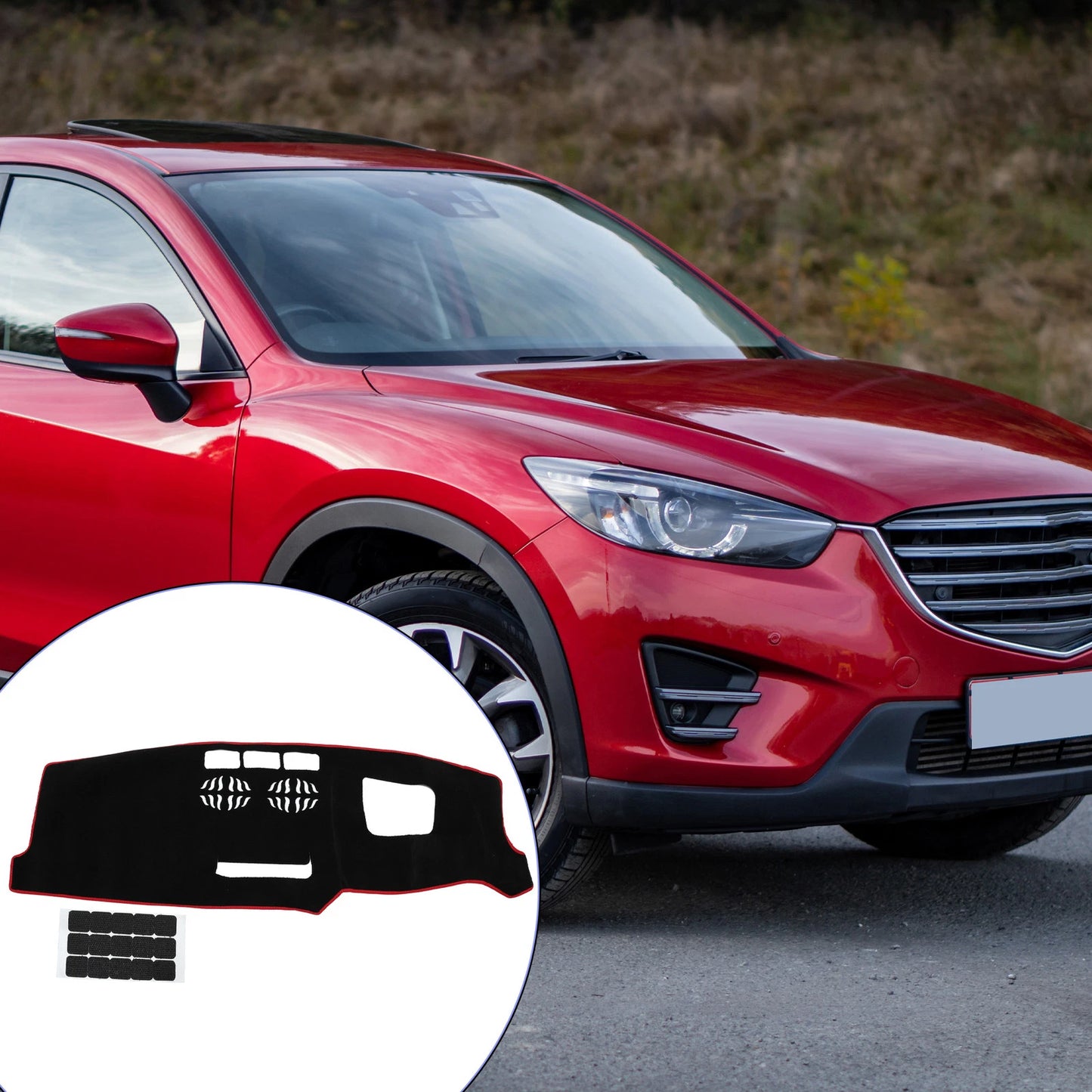 Dashboard Cover Mat for Mazda CX-5, CX-8 (2017–2021) - Black Red