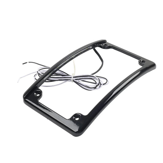 Black Rear License Plate Frame Bracket w/Light for Harley Touring (2009-2023)