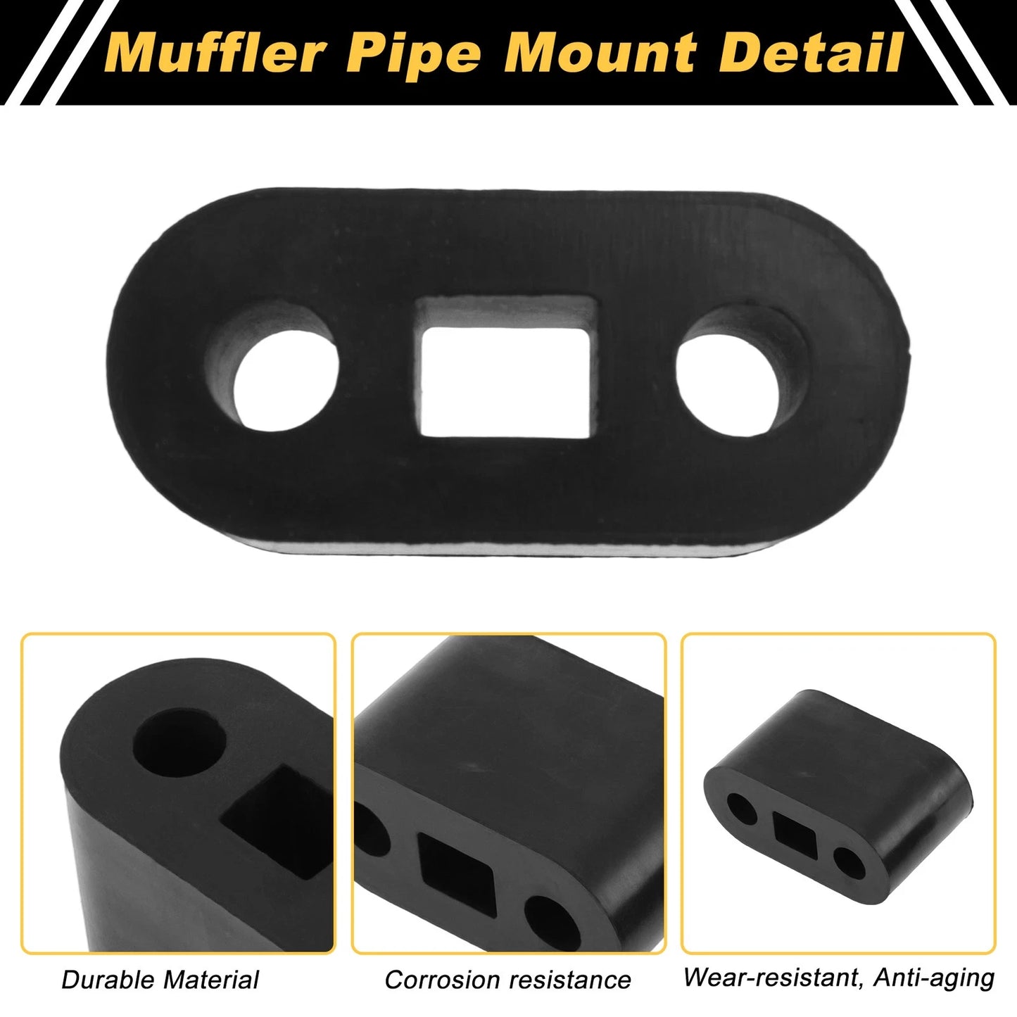 2X Muffler Exhaust Hanger for Mustang V8 (1986–2004) E6ZZ5262R Rubber Black