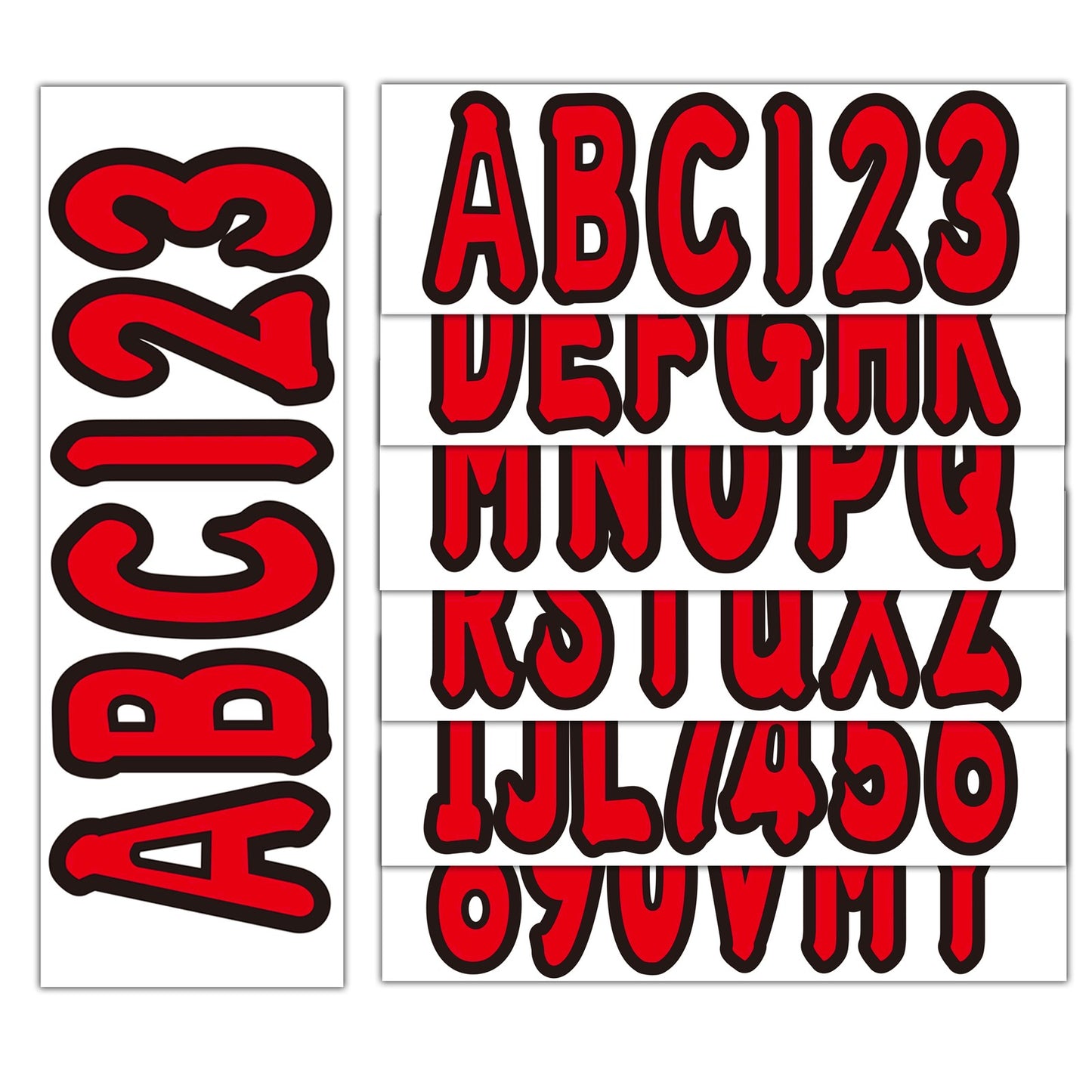 Set of 4 Red Marine Boat Decals A-Z & 0-9 Numbers (Compatible with Various Models)