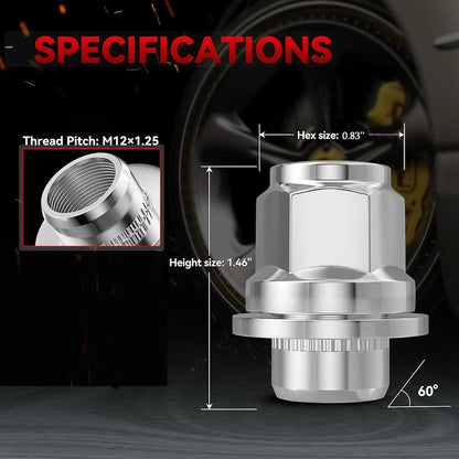 M1 1.25 Car Wheel Lug Nut for Infiniti Q50 Q60 Q70 QX50 QX70 (2014-2023)