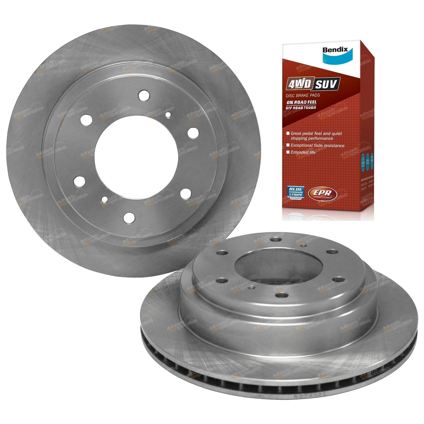 Set of 2 Rear Brake Rotors & 4WD Pads for Mitsubishi Pajero (2000–2008)