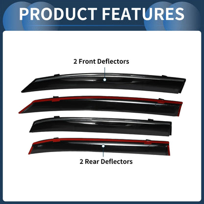 Window Deflectors for Honda Fit 2021 Side Window Vent Visors Tape-On Black 1 Set