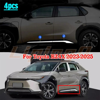 4X Chrome steel Car Door Side Molding Cover Trim for Toyota BZ4X (2023–2025)