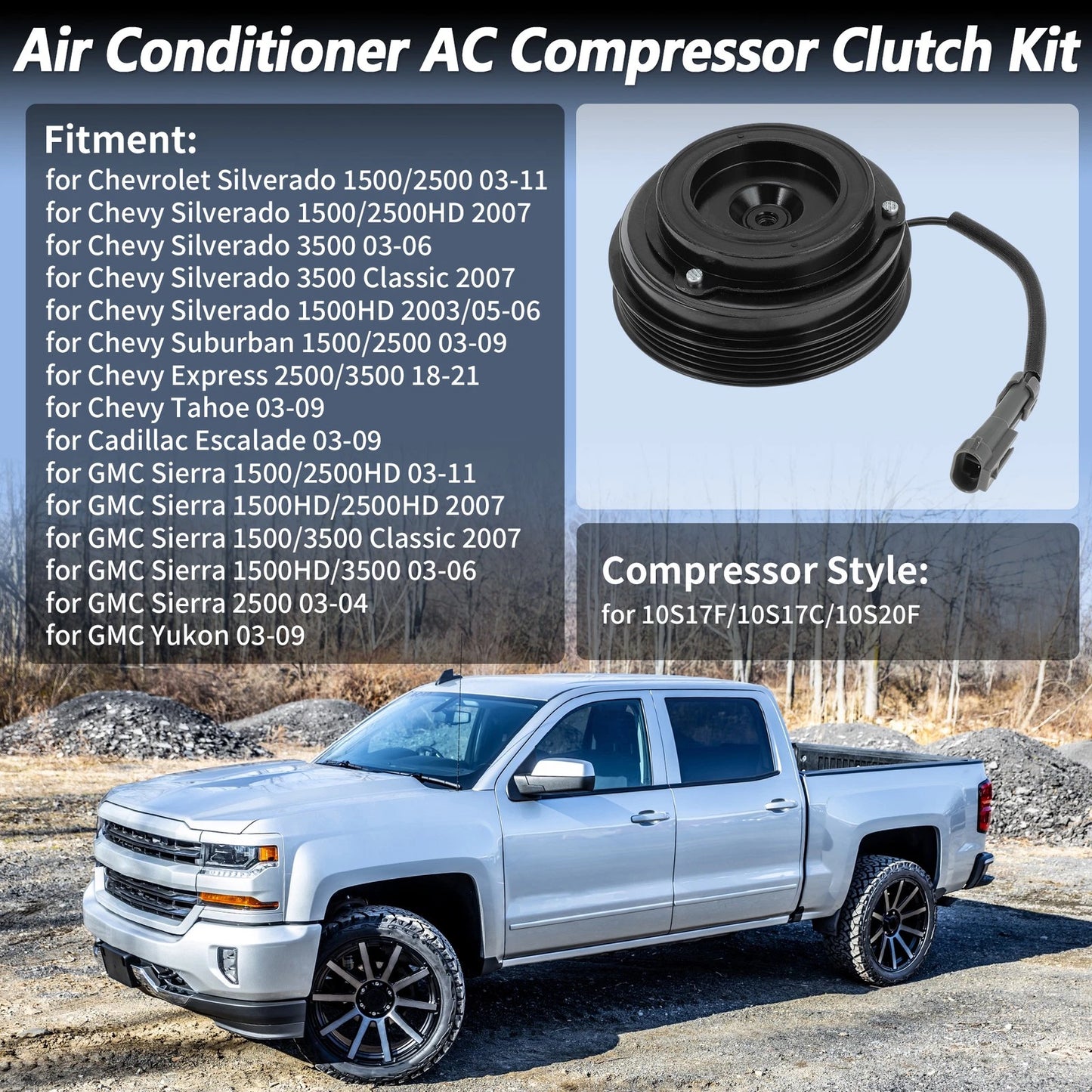 AC Compressor Clutch Kit for Chevrolet Silverado 1500 2500 Tahoe (2007–2013)