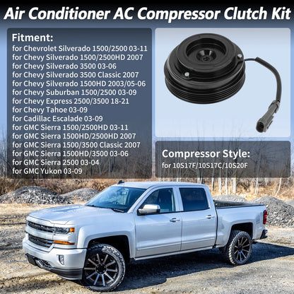 AC Compressor Clutch Kit for Chevrolet Silverado 1500 2500 Tahoe (2007–2013)