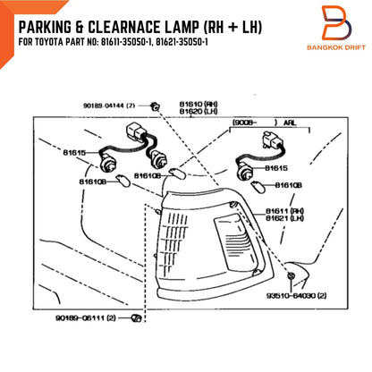 Parking Side Turn Indicator Light for Toyota Hilux Ute 88-96 (LN80, LN90)