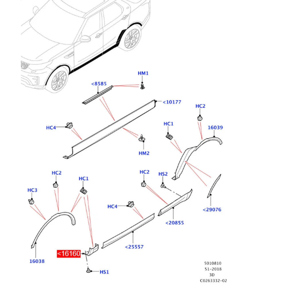 Front Left Side Wing Lower Trim for Land Rover Discovery 5 (2017-2023)